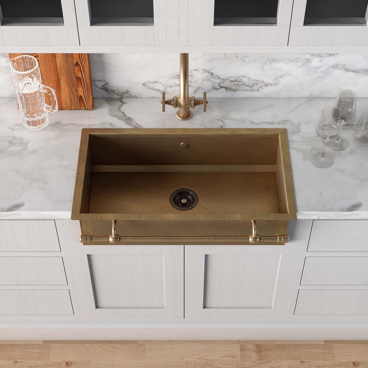 Officine Gullo | Apron-Front Rectangular Sink in Burnished Brass