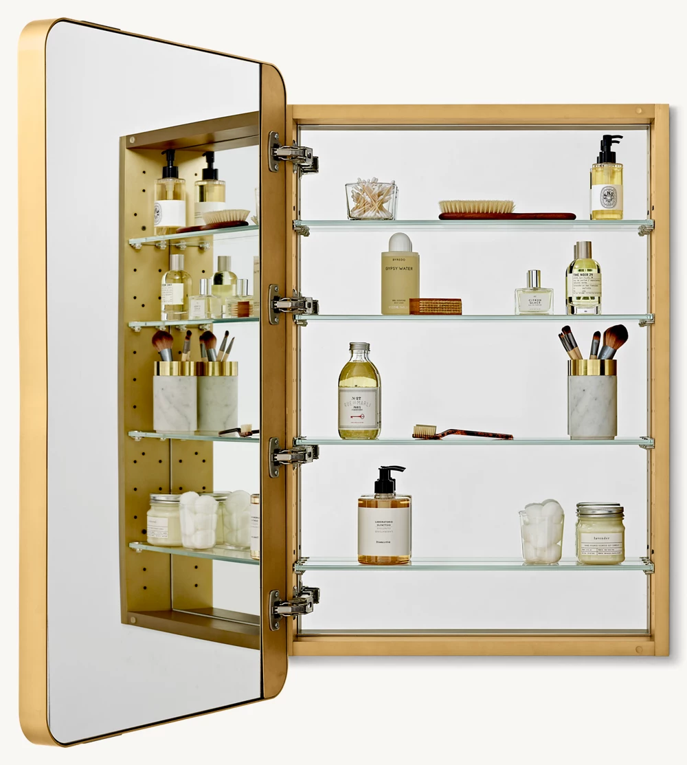 Restoration Hardware | Cameron Inset Medicine Cabinet in Brushed Brass