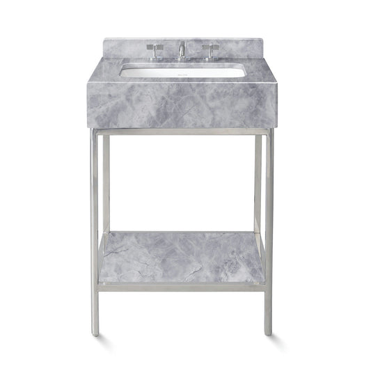 Ann Sacks | Cornell 24" Catia Grey Marble Vanity 1-Shelf Polished Steel w/ Sink