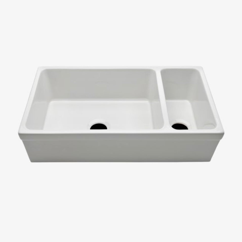 Waterworks | Clayburn Farmhouse Double Kitchen Sink 35 1/2 x 19 3/4 Fireclay