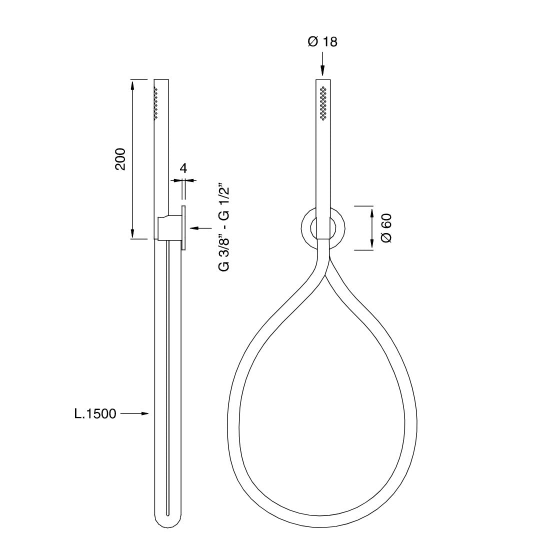 CEA Design | Cylindrical Hand Shower with Bracket & Water Connection