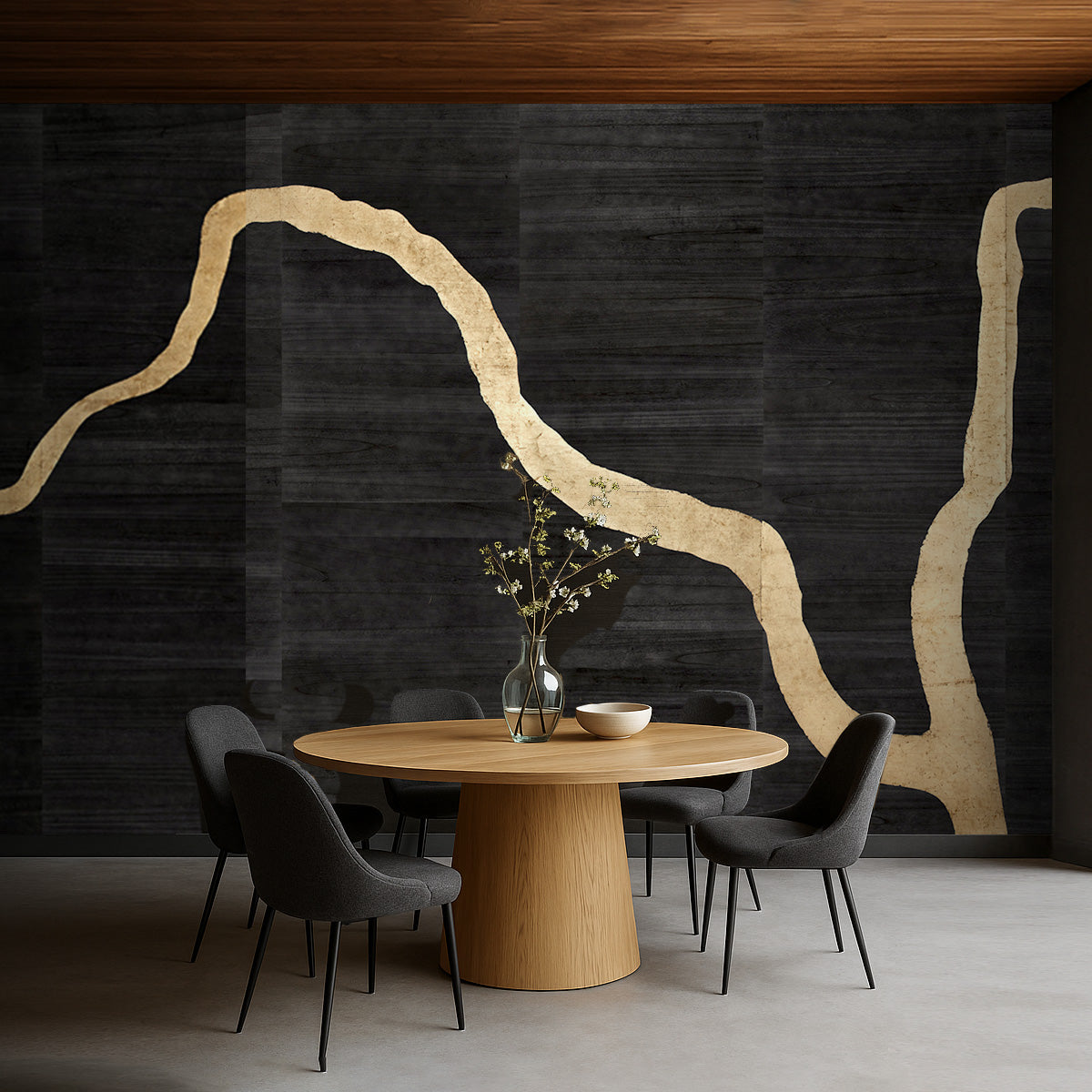 Phillip Jeffries | Adorn Wallcovering, Rich Black with Gold