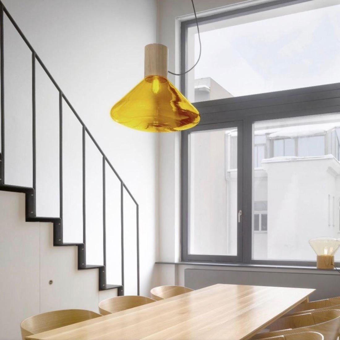 Brokis | Muffins Wood Pendant in Amber with Natural Oak