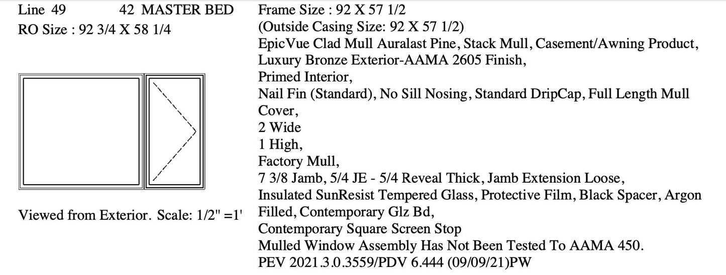 Jeld Wen | EpicVue Clad-Pine Window Casement W92 x H57.5 Lux Bronze Argon Glass