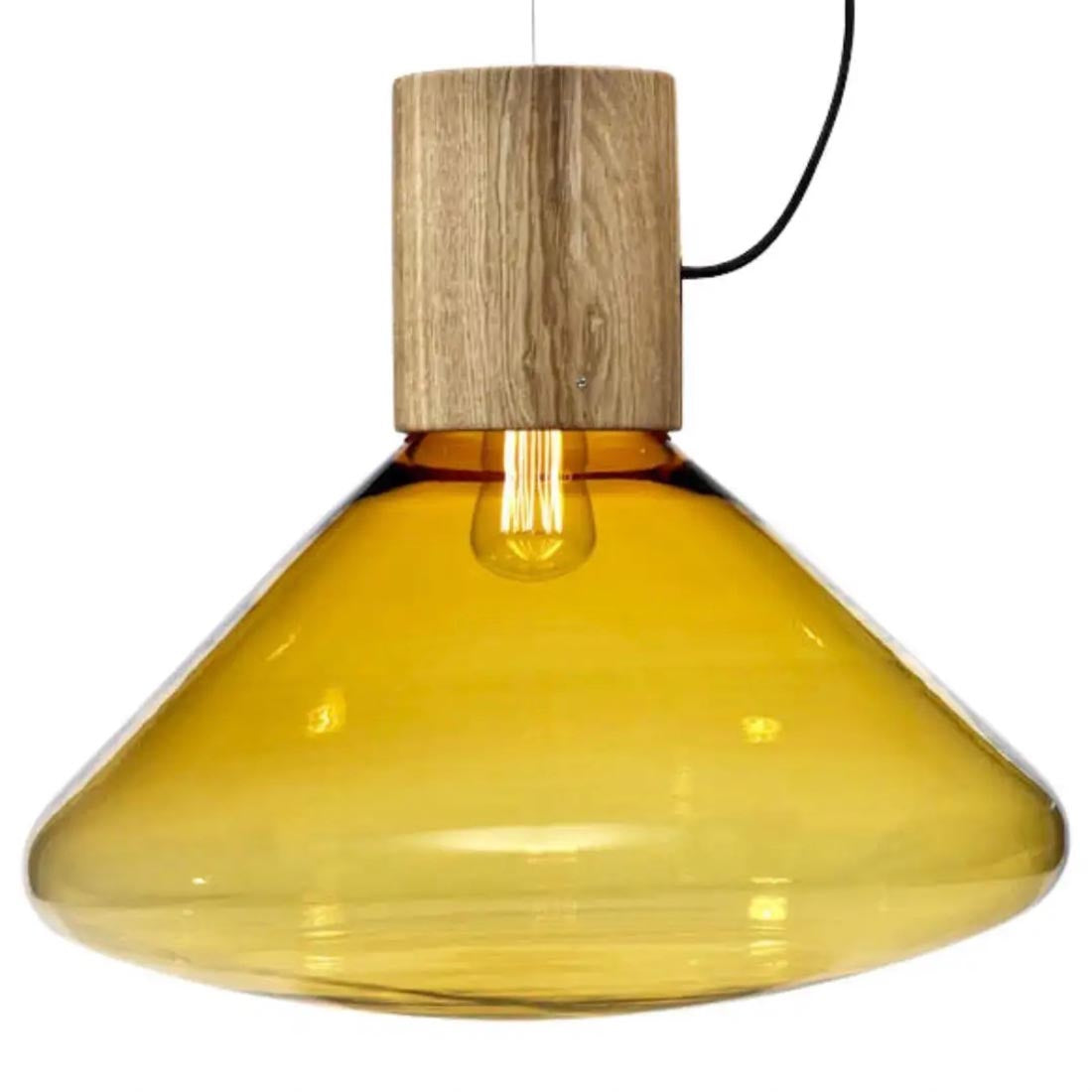 Brokis | Muffins Wood Pendant in Amber with Natural Oak
