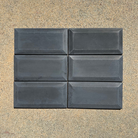 Tesselle | Sonia Graphite 6"x3" Beveled Cement Wall Tile