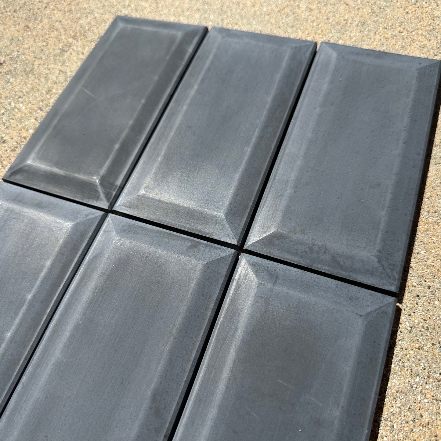 Tesselle | Sonia Graphite 6"x3" Beveled Cement Wall Tile