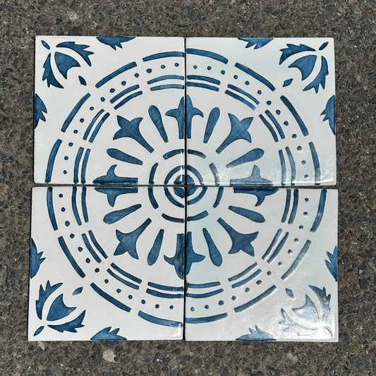 Tabarka Studio | Loggia 14 6x6 Tile, Royal Blue on White