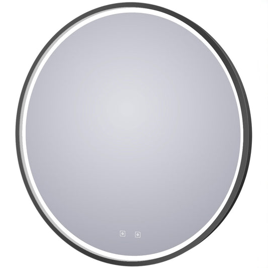 Electric Mirror | Brilliance 36 Inch Round Lighted Mirror in Matte Black