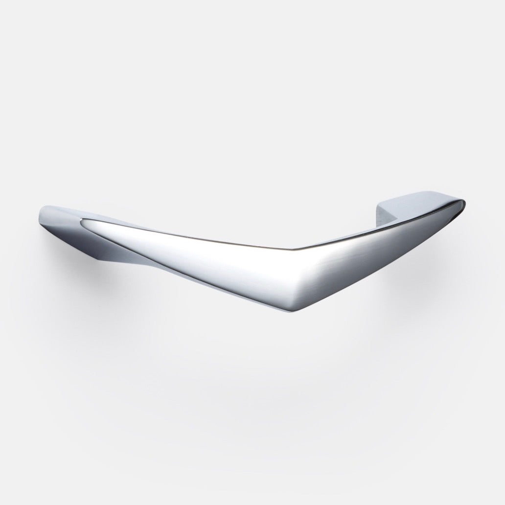 Rejuvenation | Boomerang 4 Inch Drawer Pull in Polished Chrome