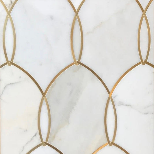Seven Seas Collection | Calacatta Gold & Brass Marble Mosaic - Gentle Net