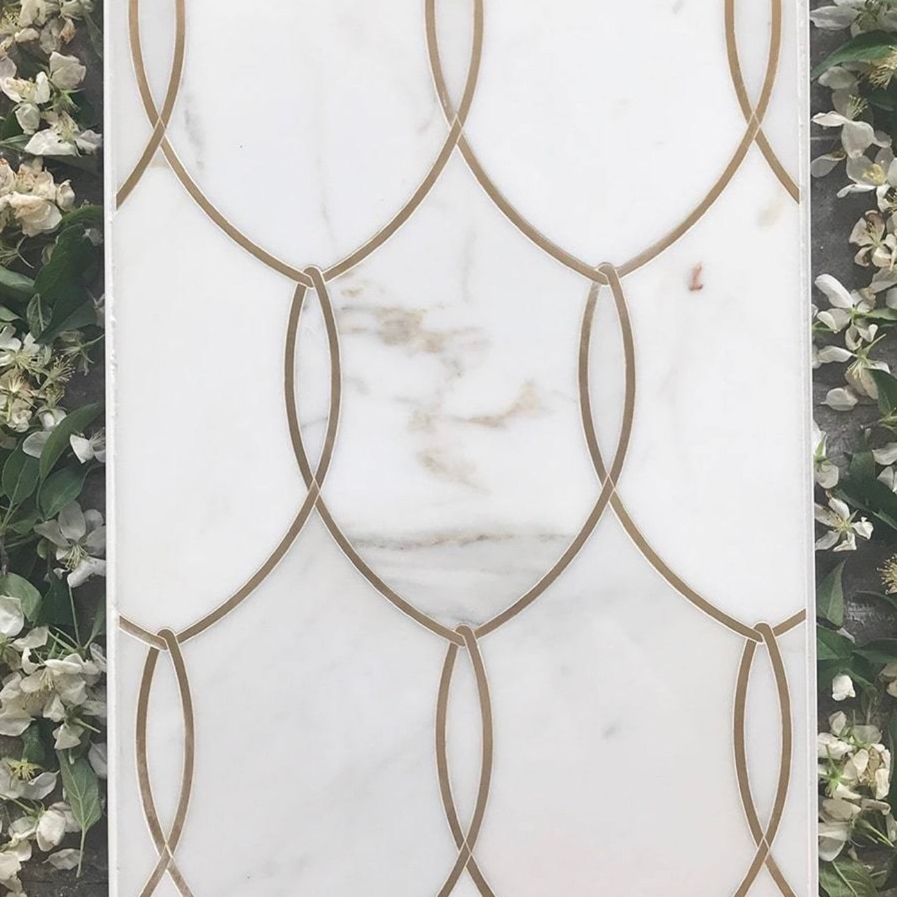 Seven Seas Collection | Calacatta Gold & Brass Marble Mosaic - Gentle Net