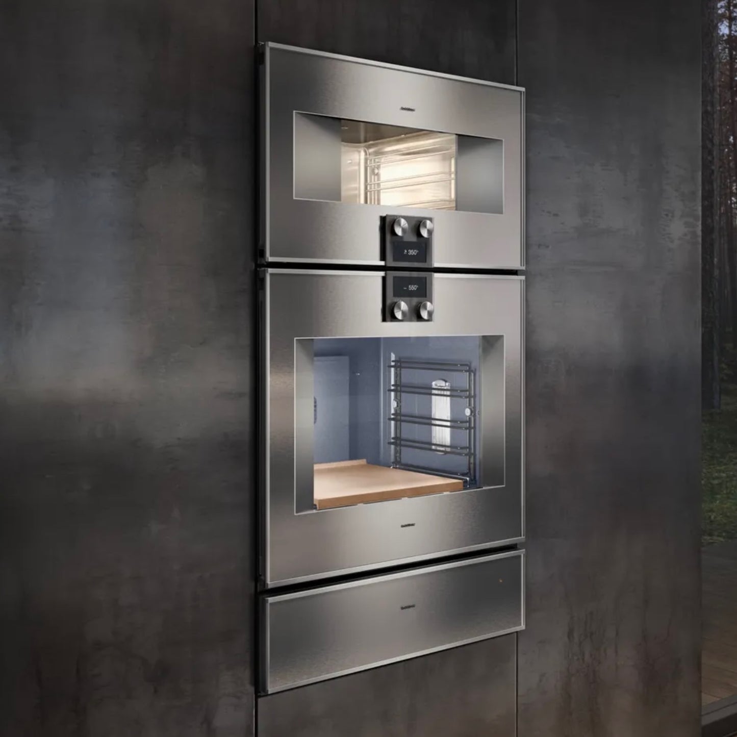 Gaggenau | 400 series oven 30'' door hinge: right, Stainless Steel Behind Glass