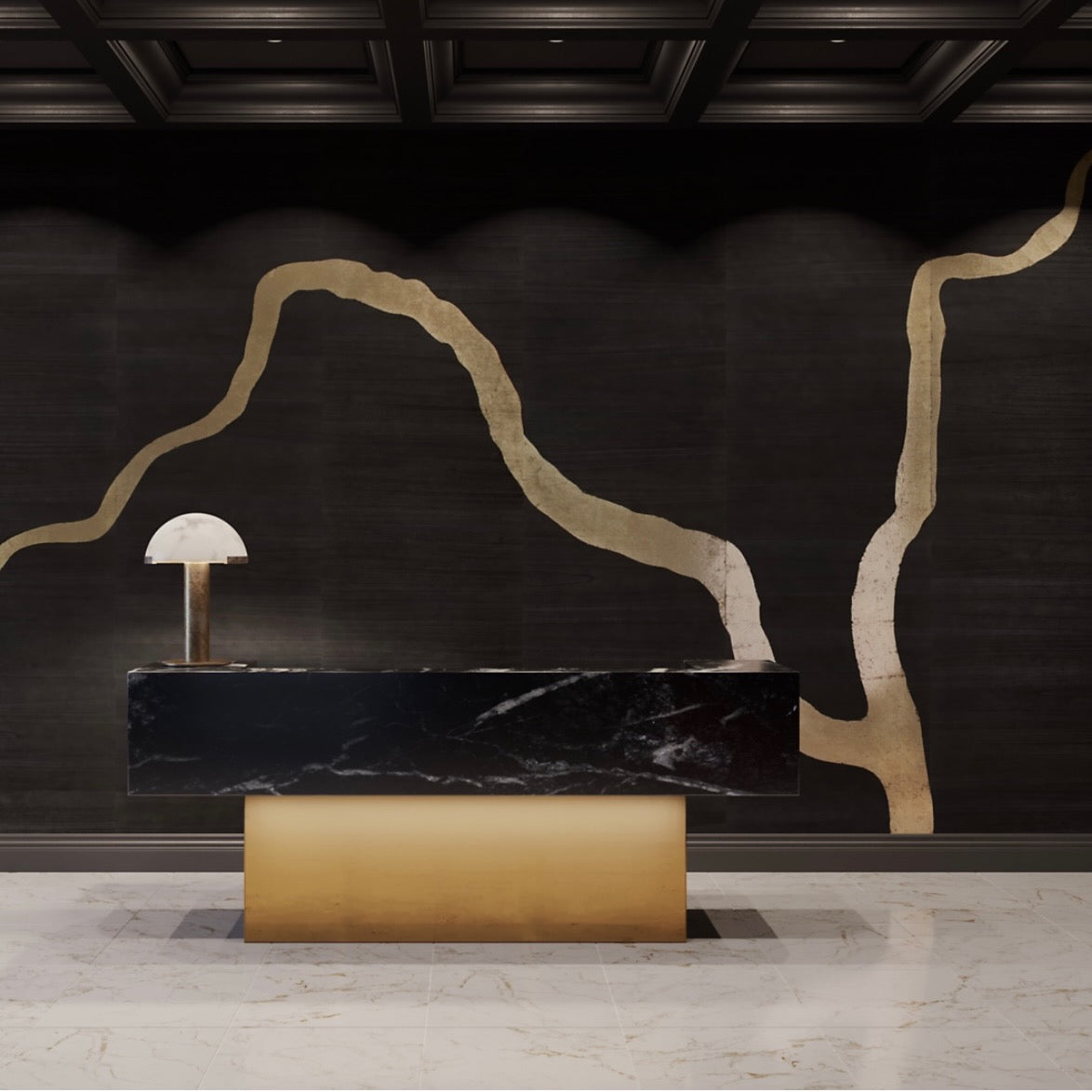 Phillip Jeffries | Adorn Wallcovering, Rich Black with Gold