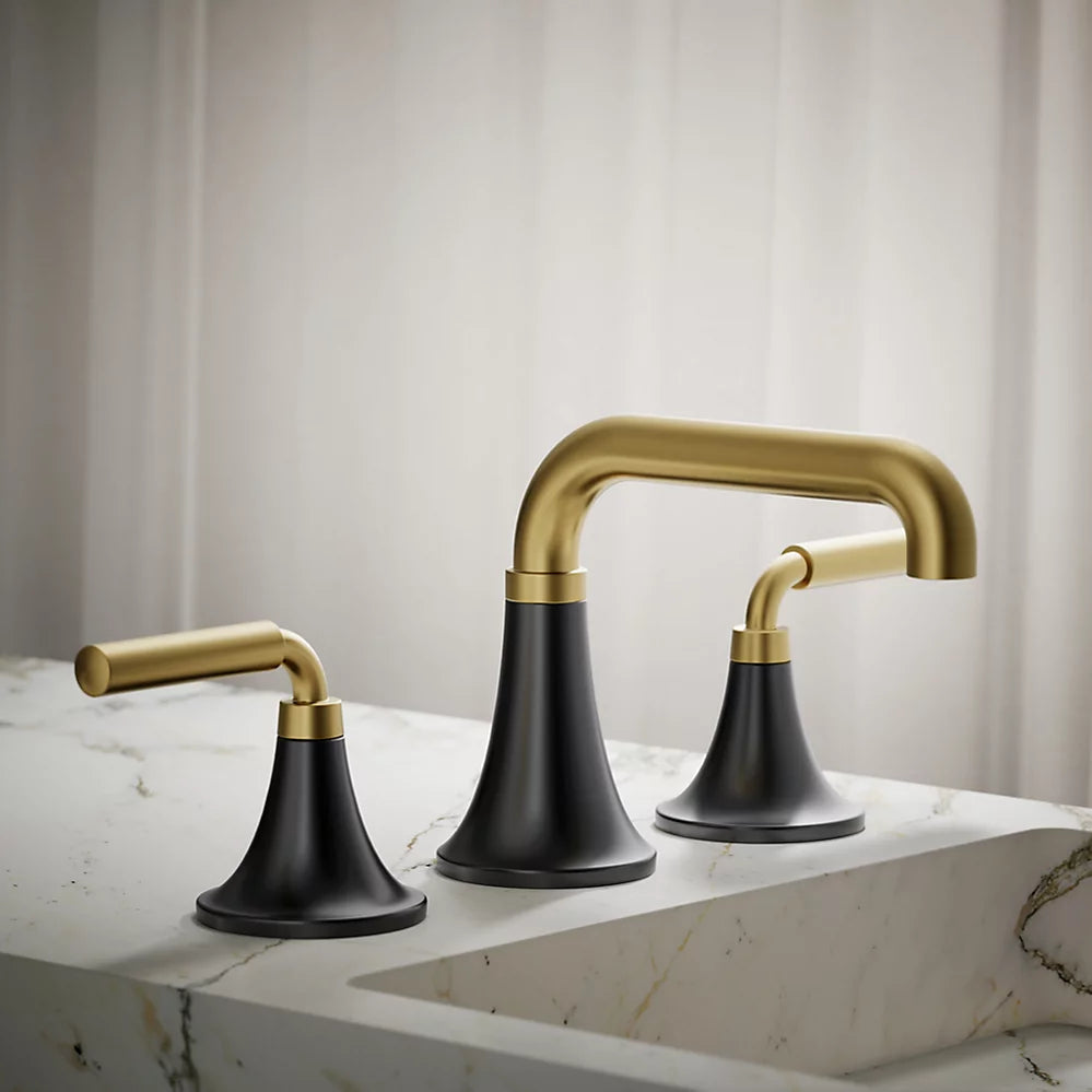 Kohler | Tone Widespread Bathroom Faucet 8–16″ Centers Matte Black with Brushed Moderne Brass