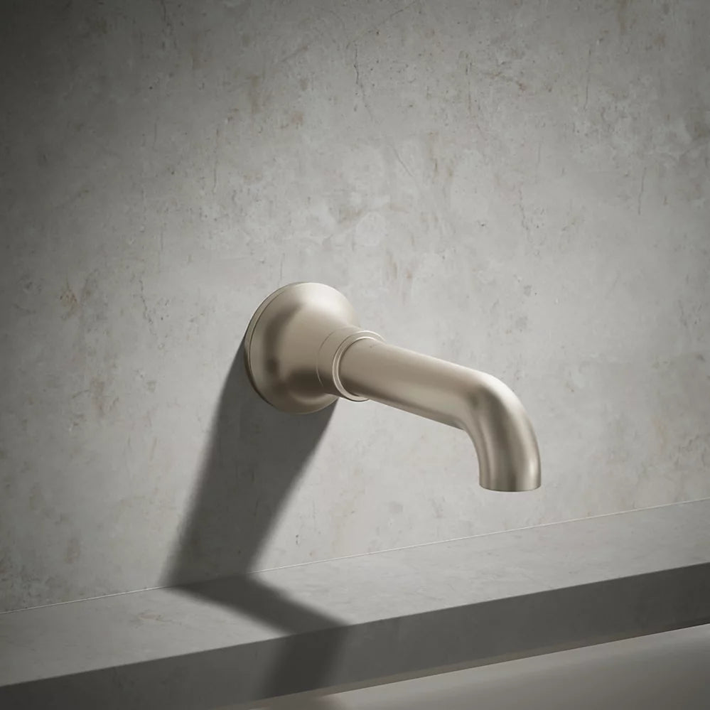Kohler | Tone Wall‑Mount Non‑Diverter Bath Spout 7⅜″ Vibrant Brushed Nickel