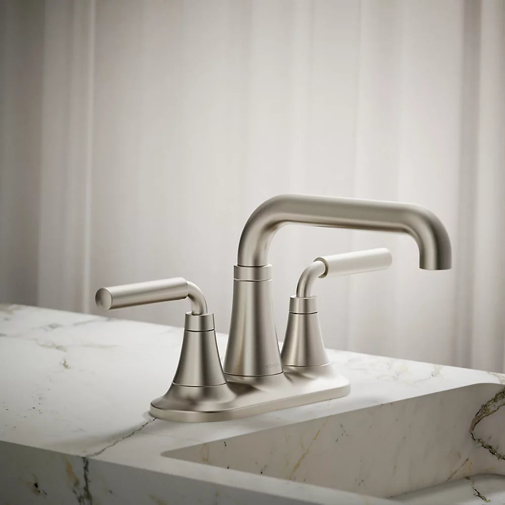 Kohler | Tone Centerset Bathroom Faucet 4‑in 1.2 GPM Vibrant Brushed Nickel