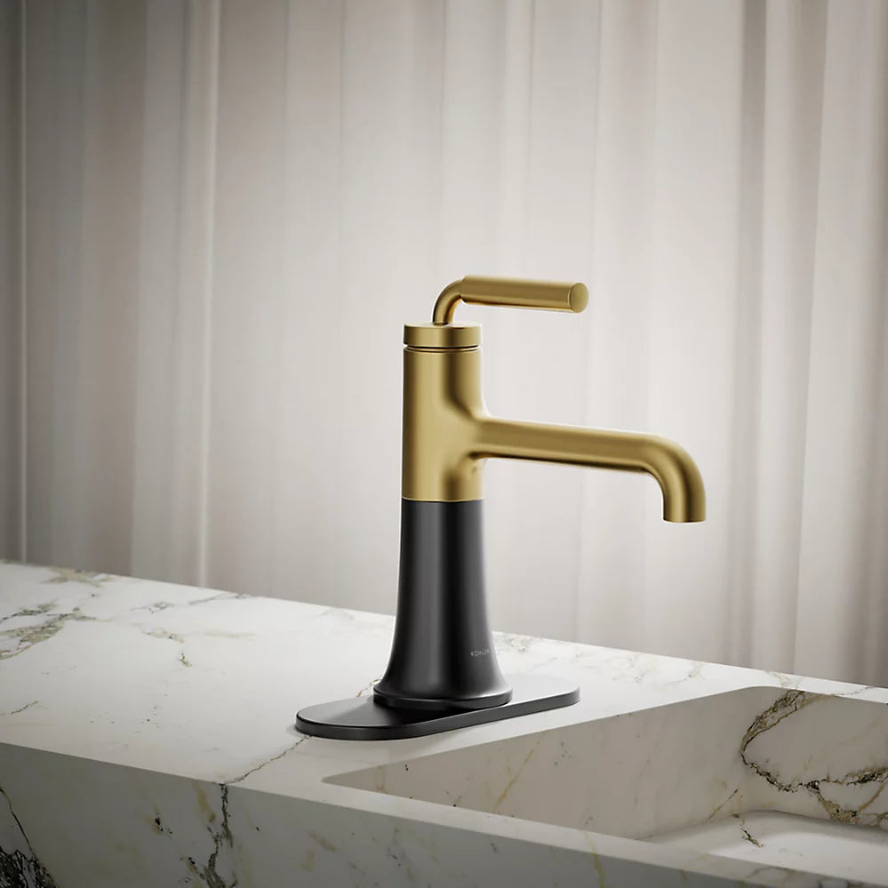Kohler | Tone Single‑Handle Bathroom Sink Faucet 0.5 GPM Matte Black/Moderne Brass