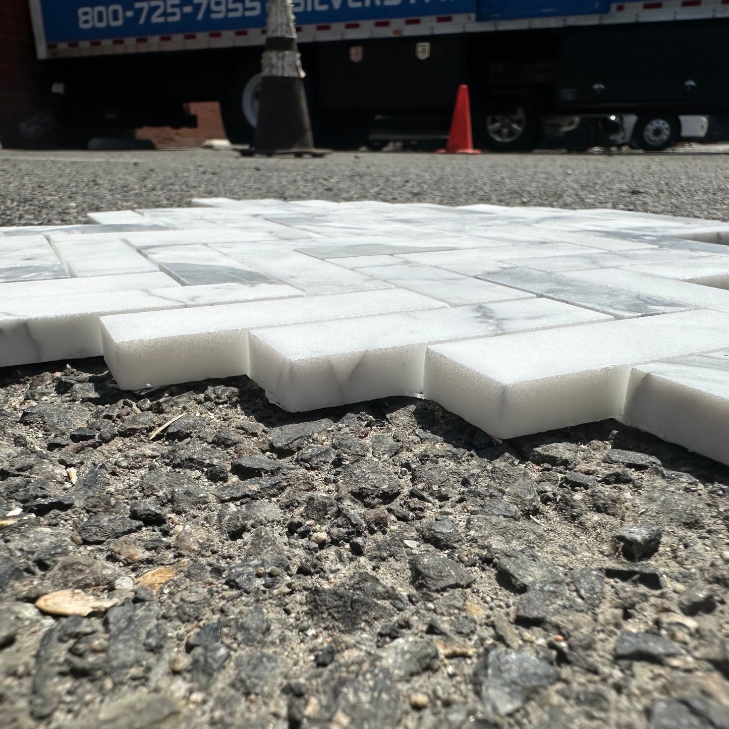 Statuary White Marble | 1x3 Herringbone Mosaic Tile Honed