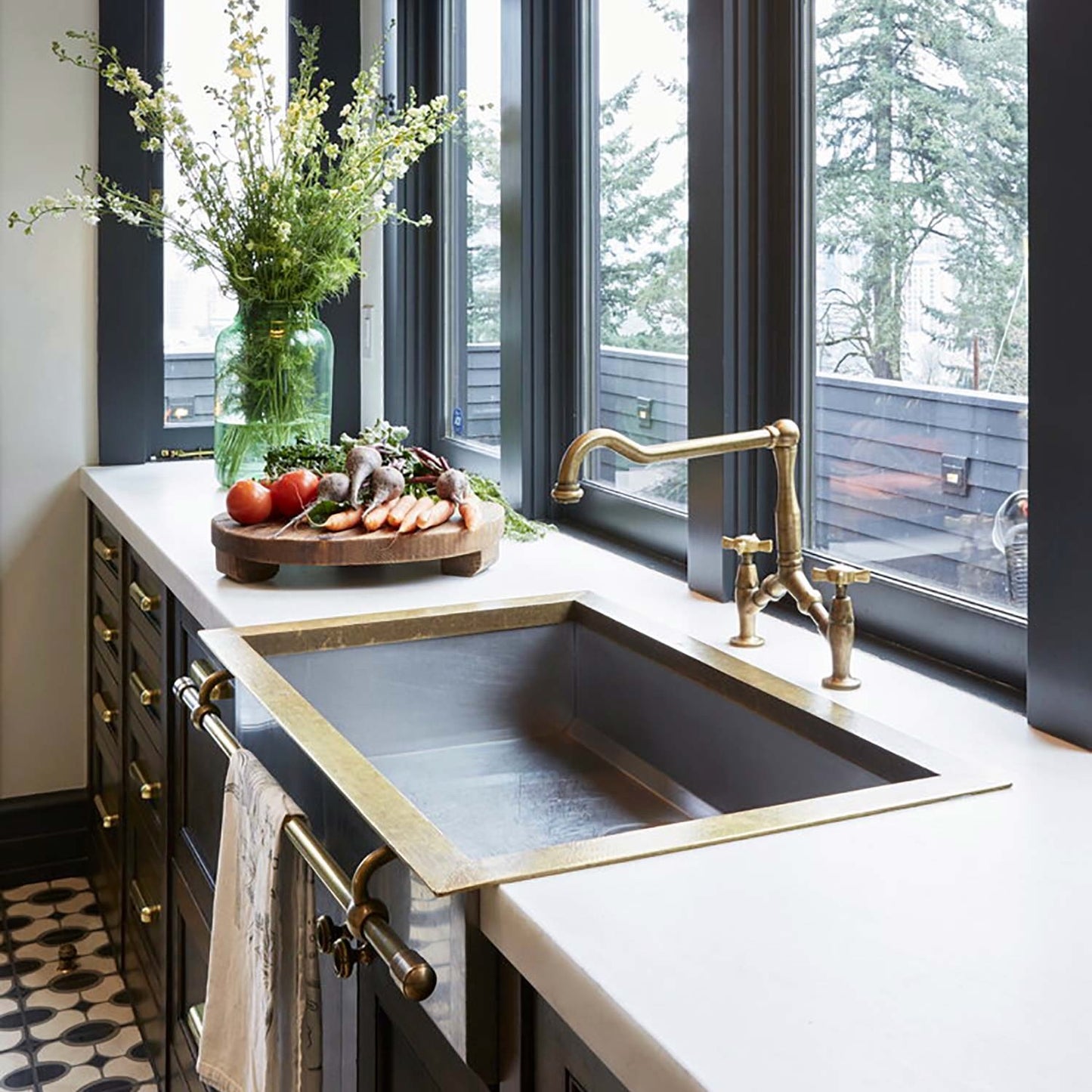Officine Gullo | Apron-Front Rectangular Sink in Burnished Brass