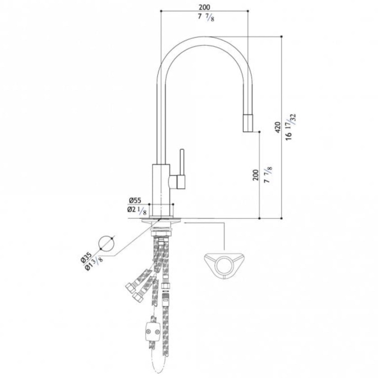 MGS | Spin E Kitchen Faucet in Matte Stainless Steel