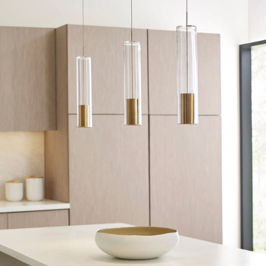 Tech Lighting | Captra Monopoint Pendant in Aged Brass, Clear Glass