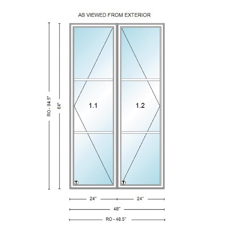 Kolbe | VistaLuxe Black Lrg Double Casement Window 48 x 84