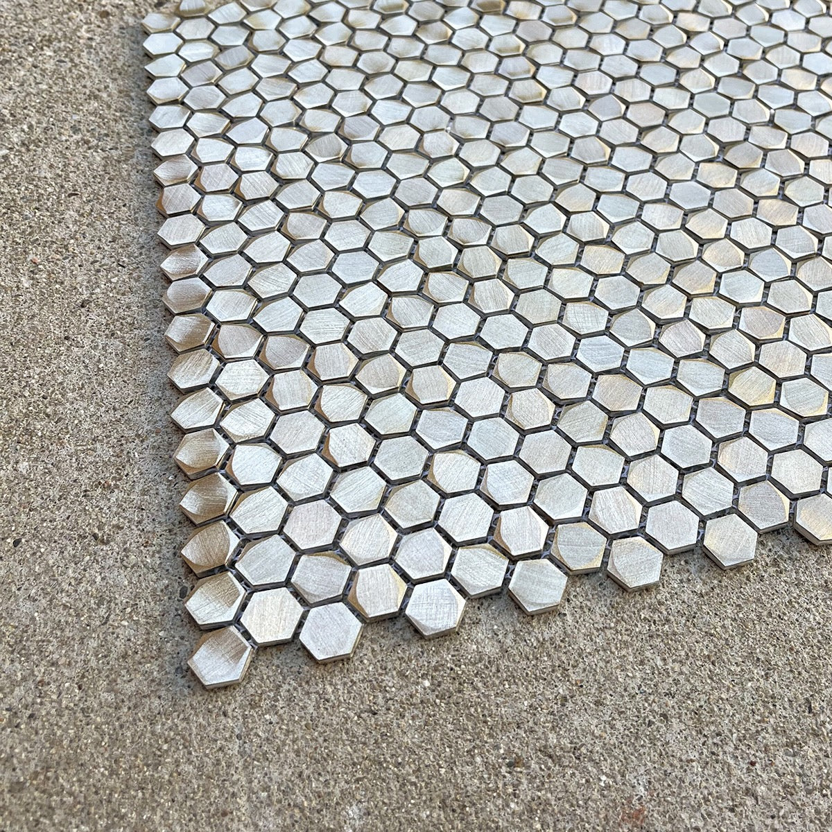 Porcelanosa | Gravity Aluminum Hexagon Gold Tile 12x12