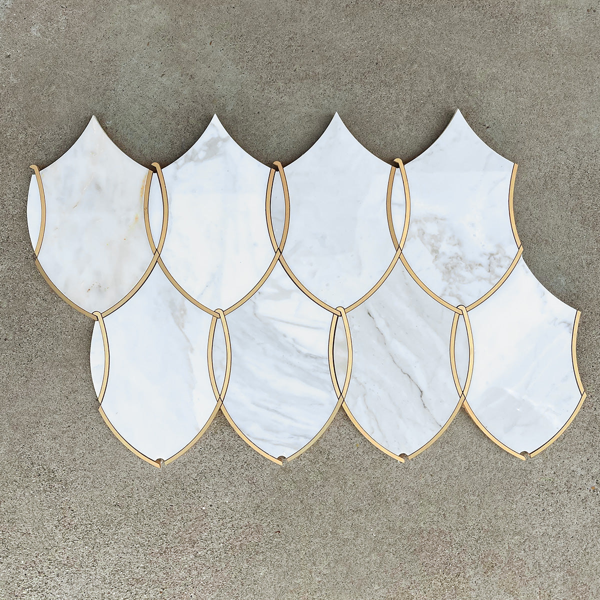 Seven Seas Collection | Calacatta Gold & Brass Marble Mosaic - Gentle Net