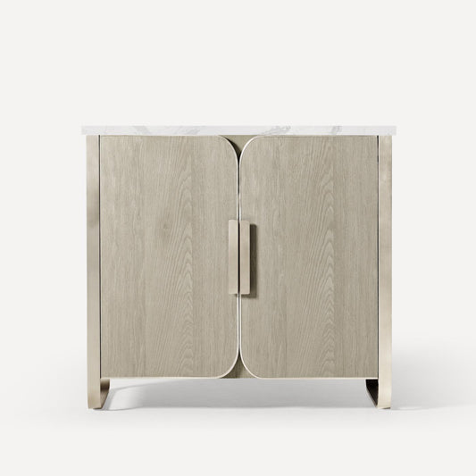 Robern | Bergman Vanity 36 x 34 x 23 in Natural Gray w Brushed Pewter No Top