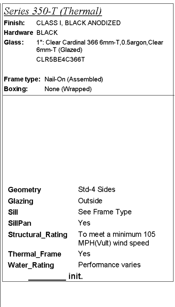 Fleetwood | Series 350-T Picture Window, Frame 48W x 93H Black Anodized Alum
