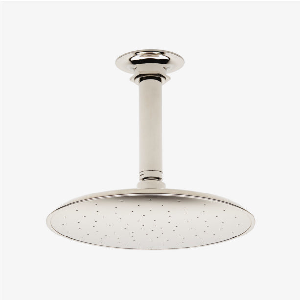 Waterworks | Henry 8" Ceiling Mounted Shower Rose, Arm & Flange in Brass