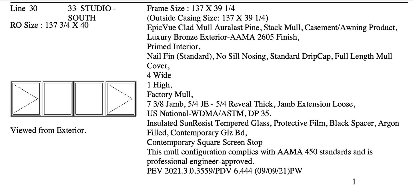 Jeld Wen | EpicVue Clad-Pine Window Casement W137 x H39.25 Lux Brnz Argon Glass