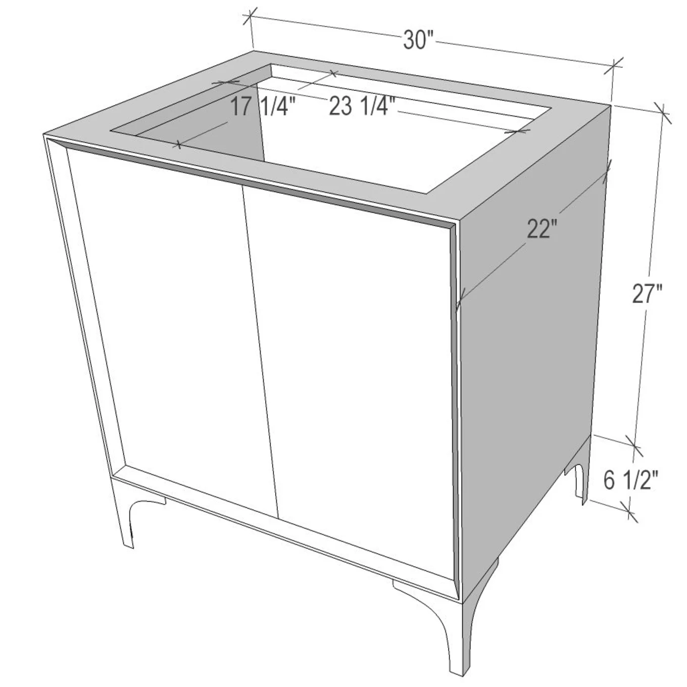 Linkasink | Frame 30" Free Standing Plywood Vanity Cabinet Only with Coral Grate - Less Vanity Top Black/Polished Brass