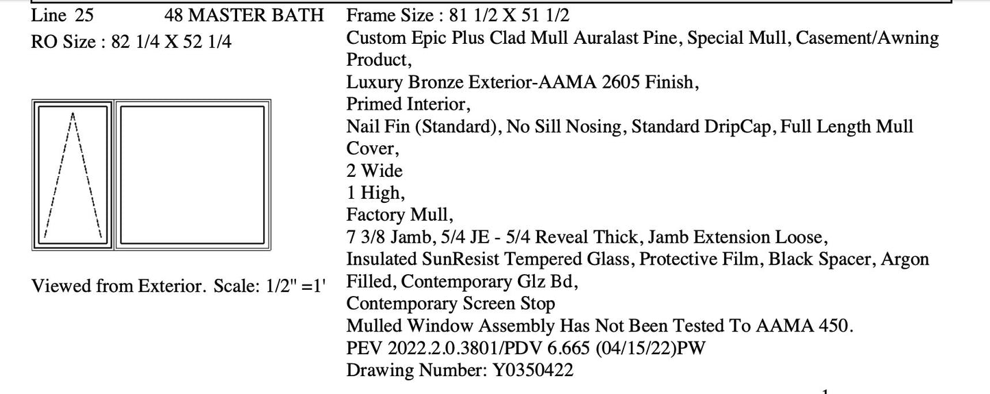 Jeld Wen | EpicVue Clad-Pine Window Awning W81.5 x H51.5 Lux Bronze Dual Glass