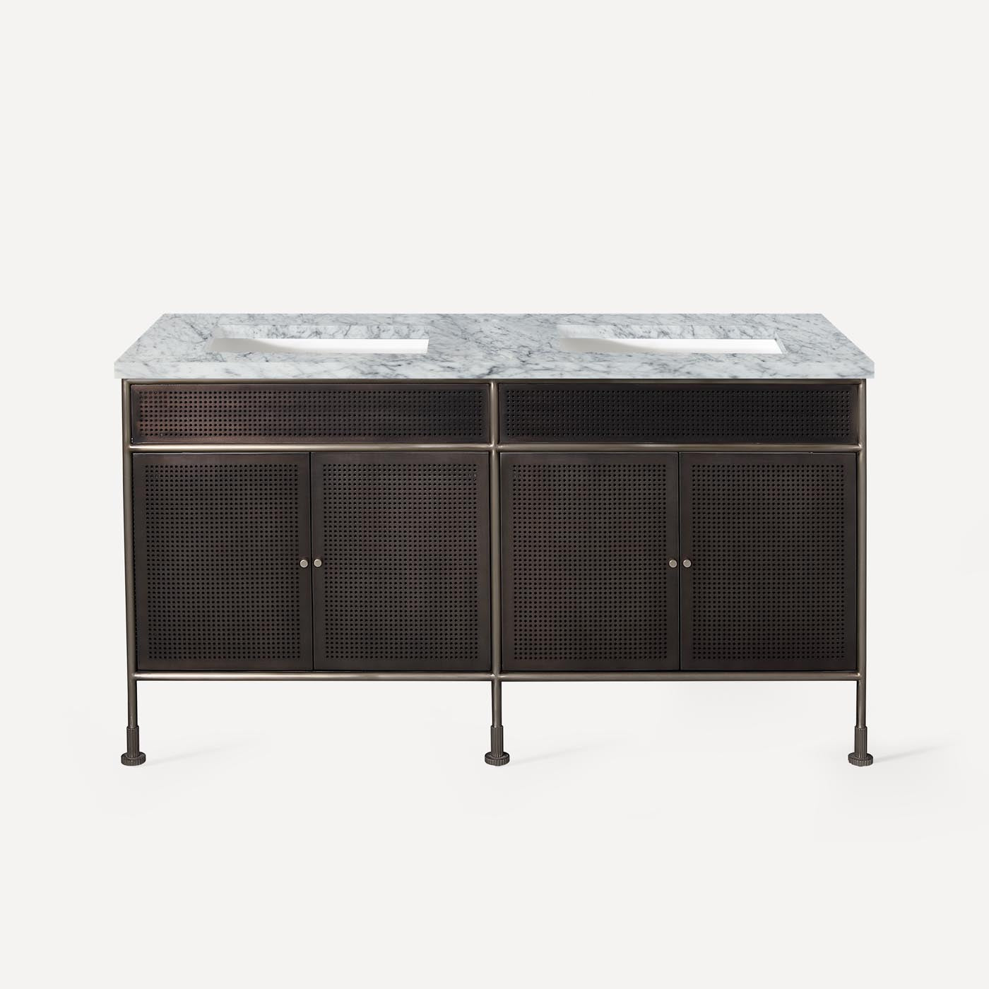 Robern | Mackey Vanity 60 x 34 x 23 in Brushed Pewter w Iron Black No Vanity Top