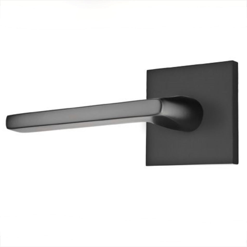 Emtek | Helios Lever w/ Square Rosette, Privacy Set, Flat Black, LH