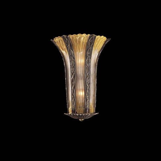Metropolitan Lighting | Two Light Antique Bronze Amber Murano Glass Wall Light