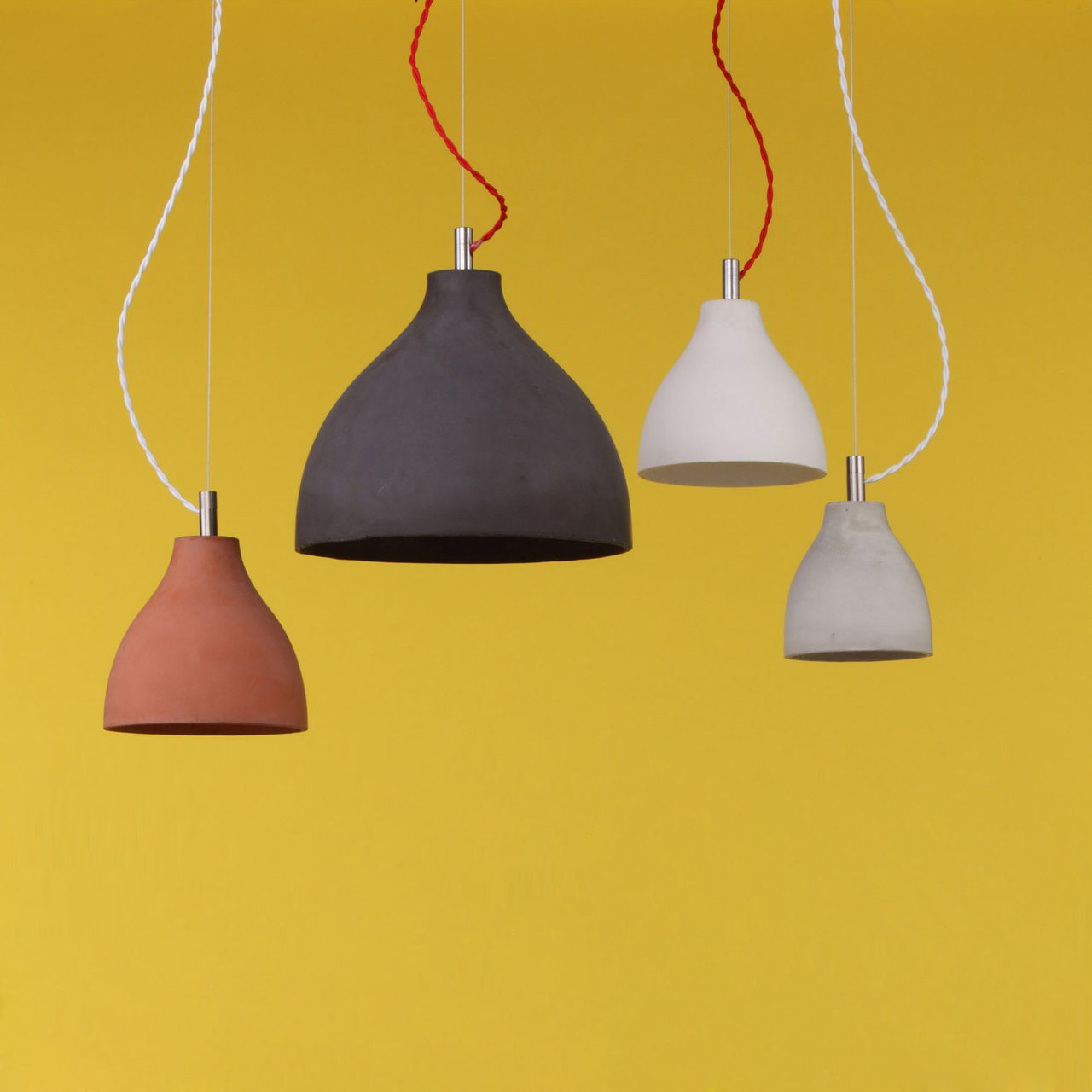 Decode | Heavy Pendant Light, Large - Dark Grey, Red Cord