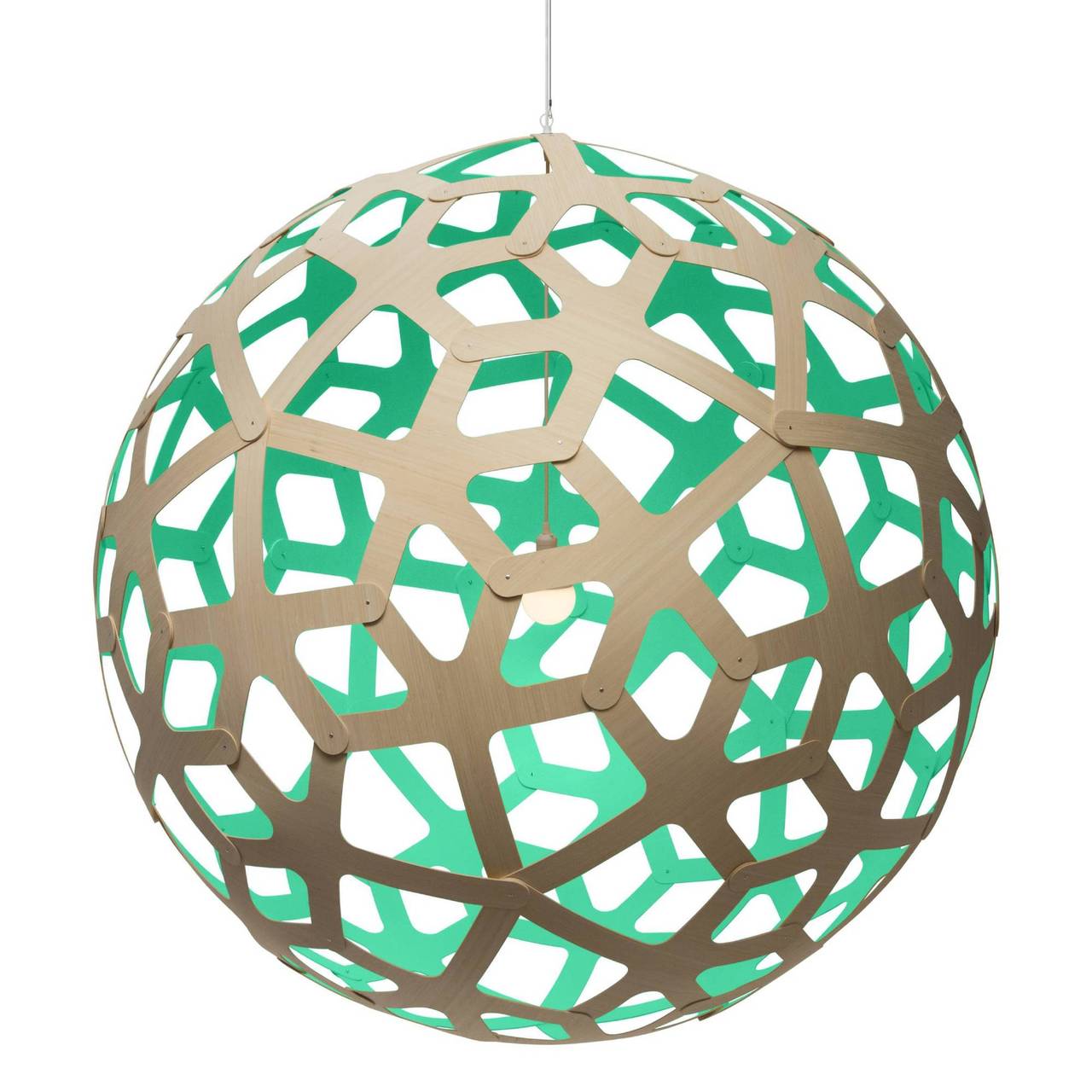 David Trubridge | Coral Pendant Light in Natural and Aqua 24 Inch