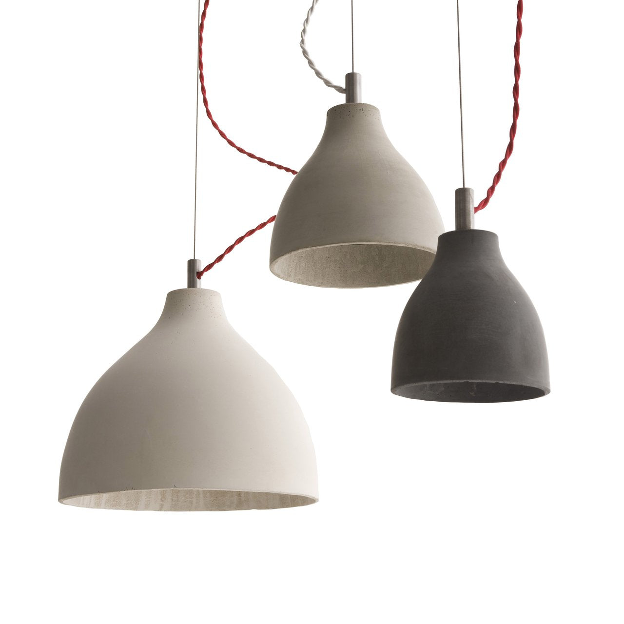 Decode | Heavy Pendant Light, Large - Dark Grey, Red Cord