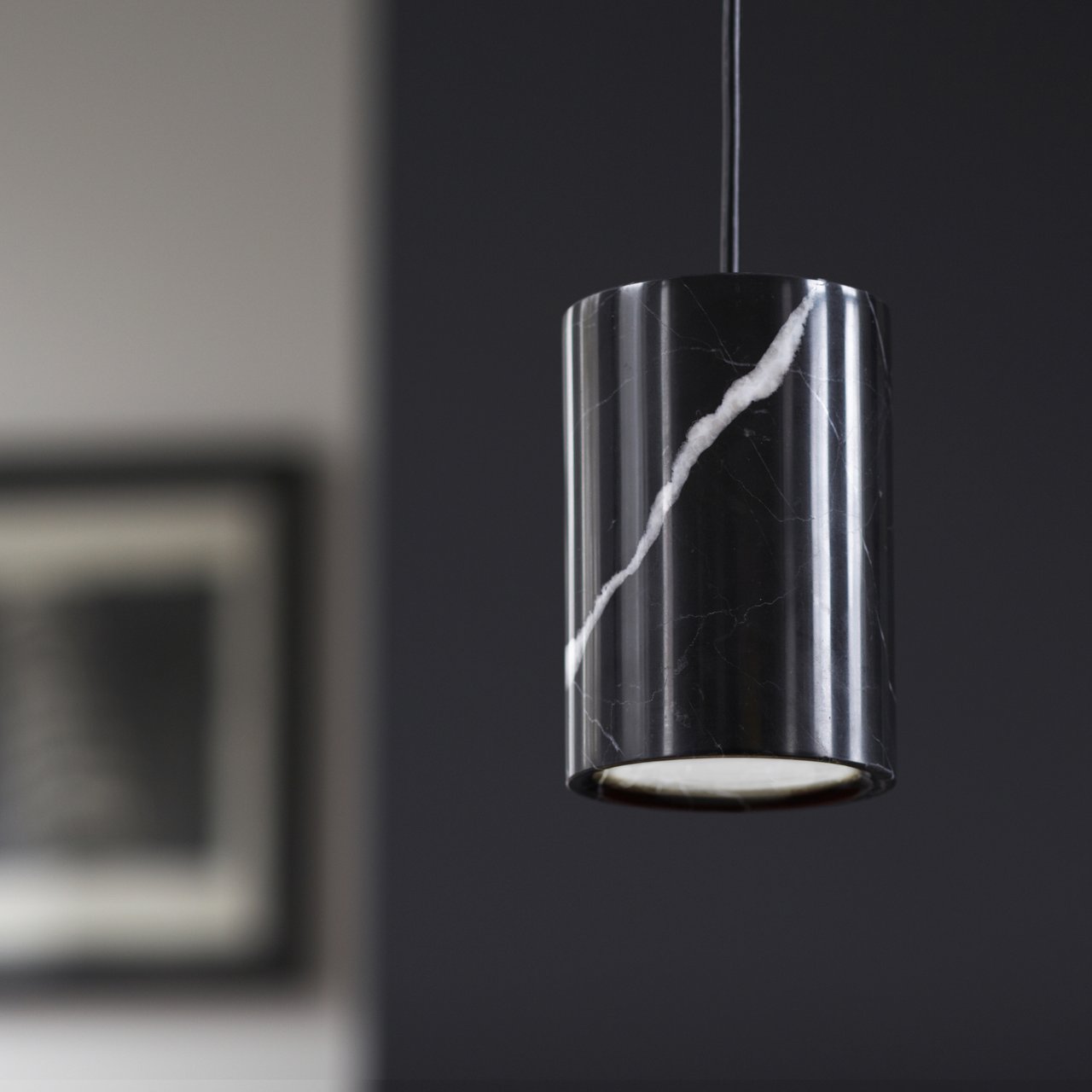 Terence Woodgate | Solid Cylinder Pendant - Black Nero Marquina