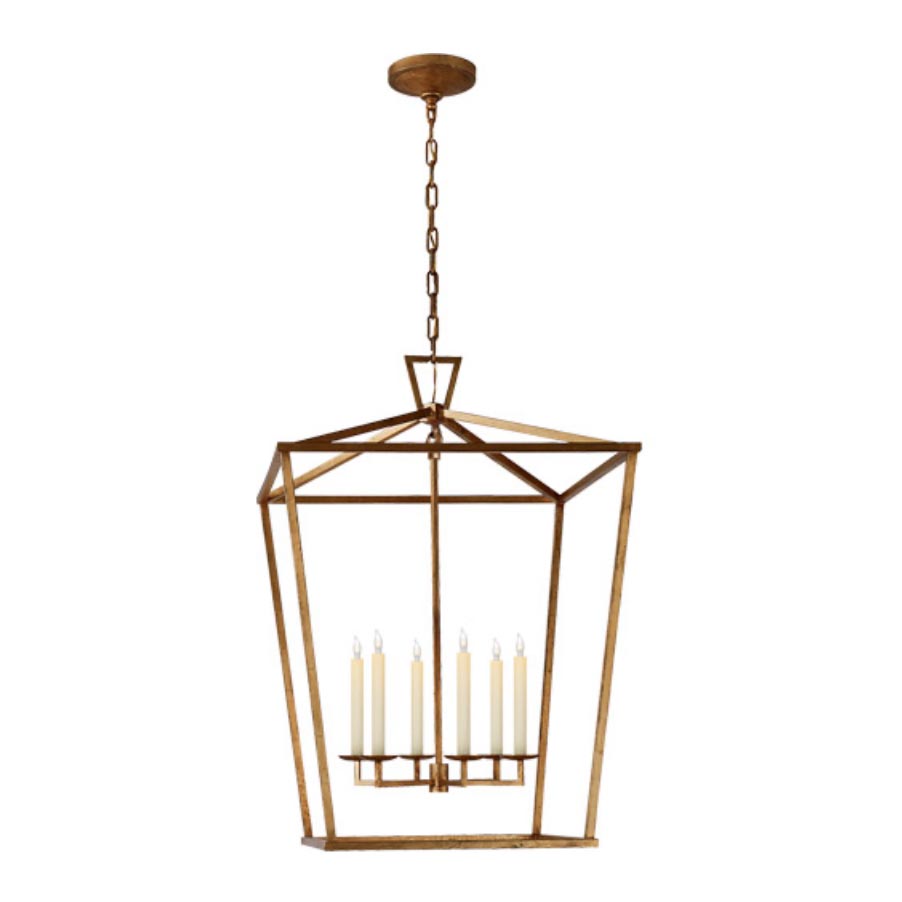 Visual Comfort & Co. | E. F. Chapman Darlana 6 Light 29 inch Gilded Iron Foyer Lantern Ceiling Light