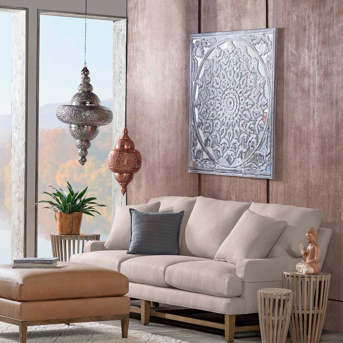 Viva Terra | Large Silver Moroccan Hanging Lamp