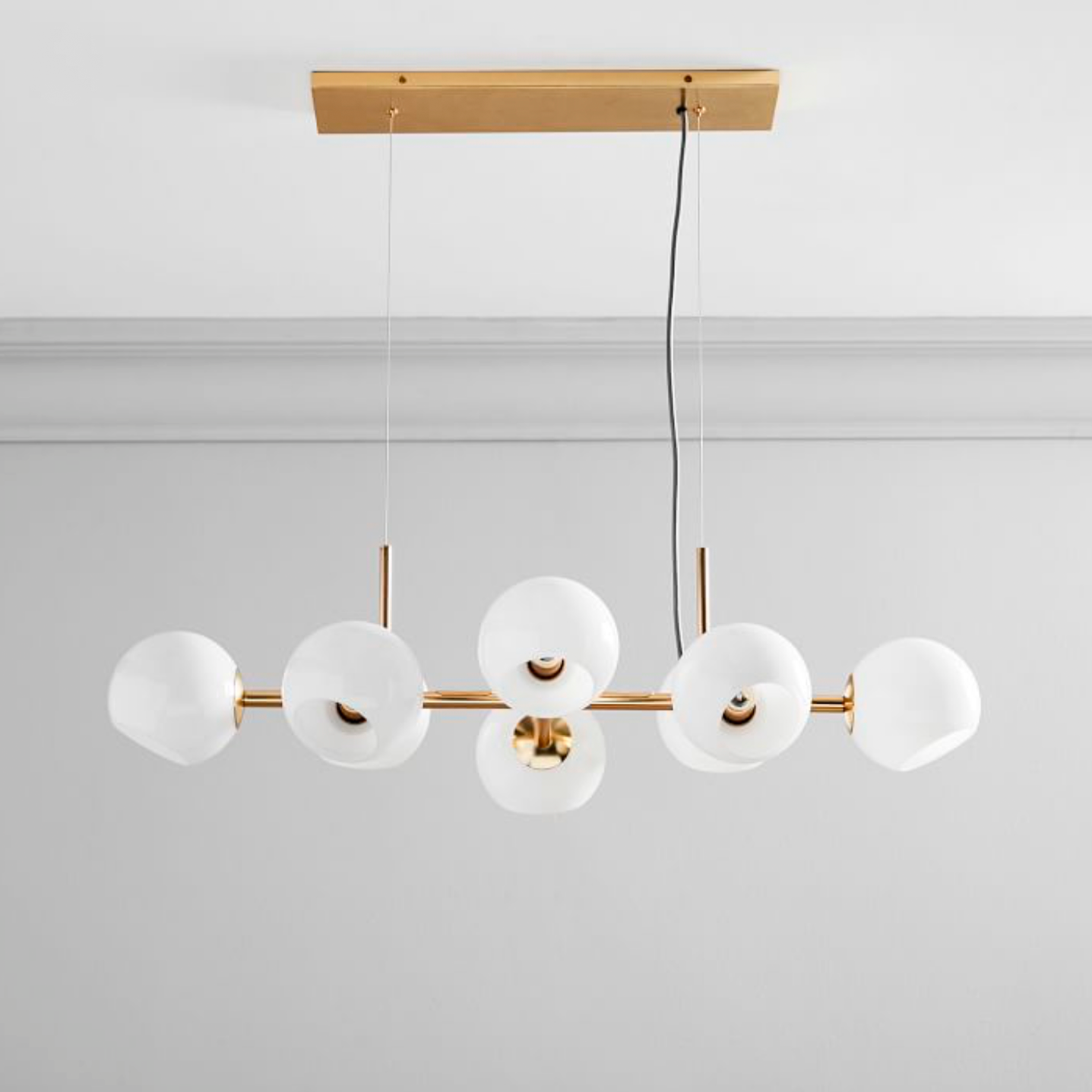 West Elm | Staggered Glass 8 Light Chandelier-Clear Glass in Antique Brass