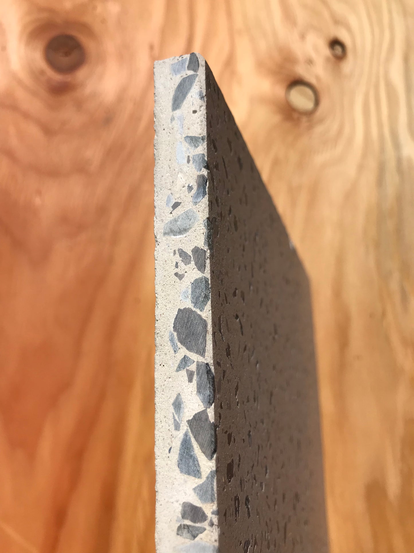 Concrete Collaborative | Terrazzo Blonde and Black Chip Flekk. 12”x12”