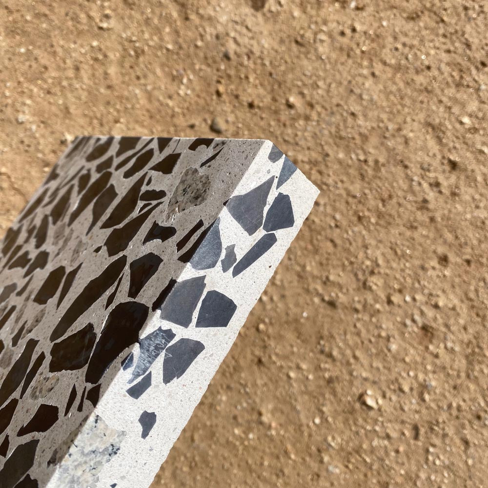 Concrete Collaborative | Alabaster Large Black + Granite Terrazzo 8x8 Tile