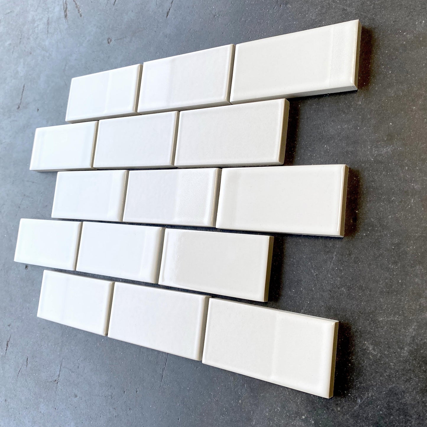 Heath Ceramics | 2x4 Dual Glaze Opaque Blend in Stone White, 122 + 114