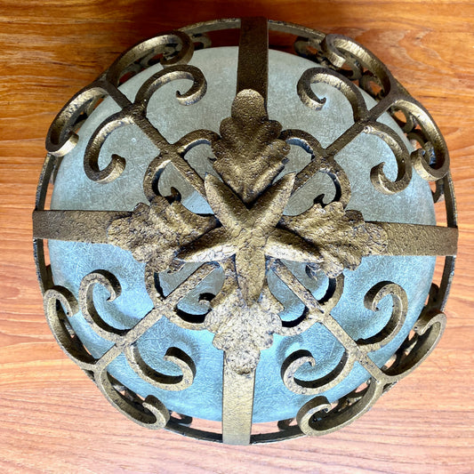 Laura Lee Designs | Palm Ceiling Dome Flush Mount Ceiling Light in Antique Gold.