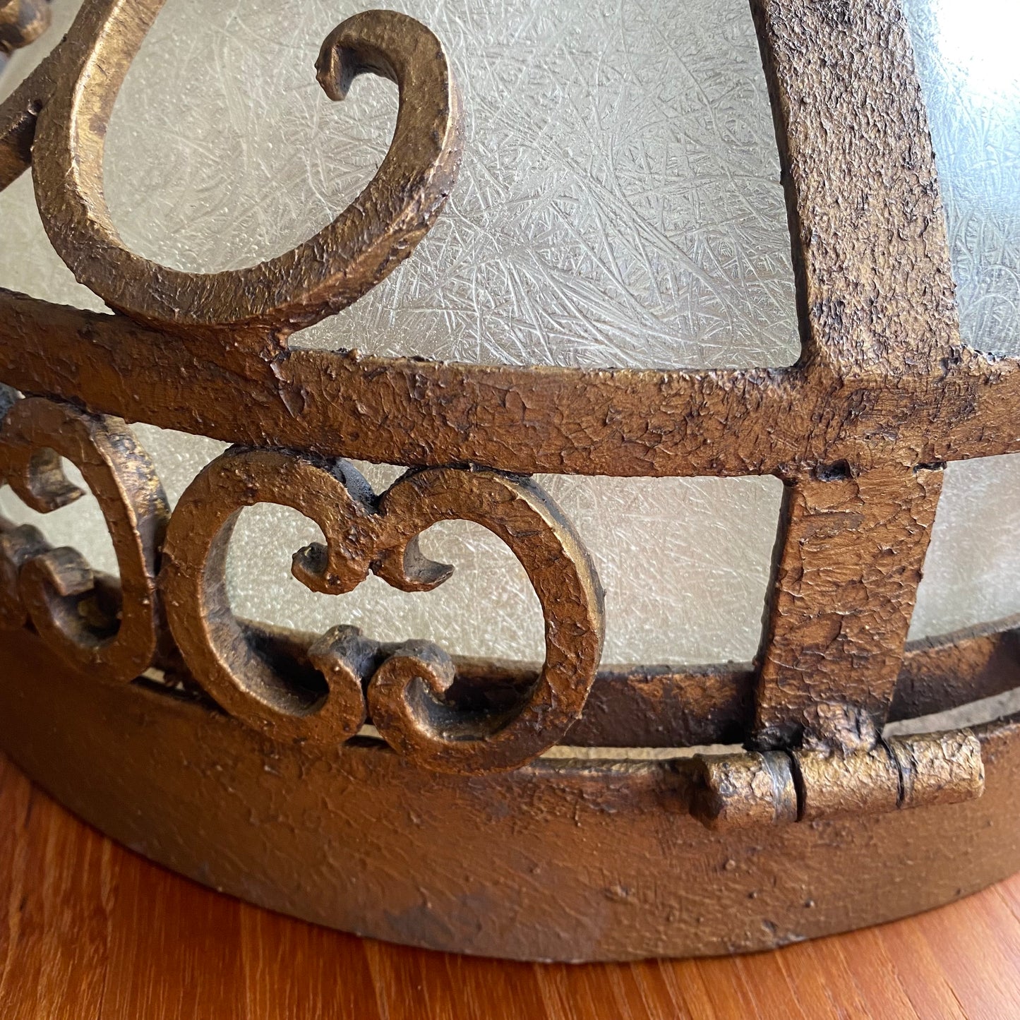Laura Lee Designs | Palm Ceiling Dome Flush Mount Ceiling Light in Antique Gold.